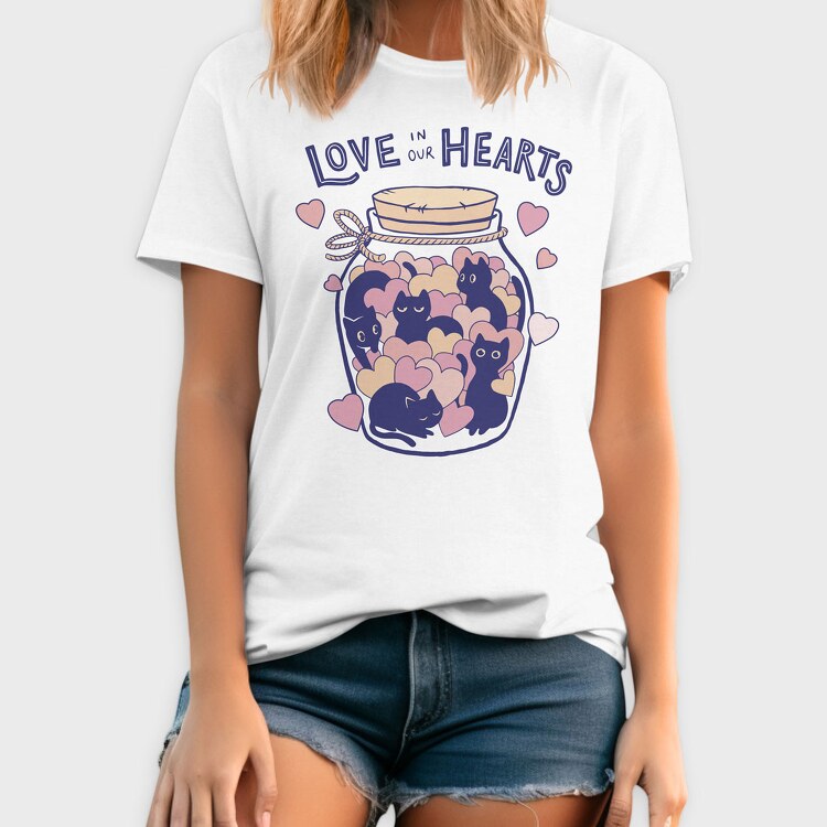 Love in Our Hearts Cats Jar, Tricou Barbati (Unisex)