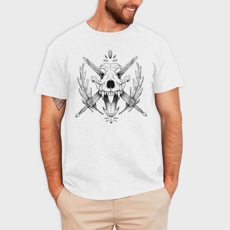 Wolf Skull And Swords, Tricou Barbati (Unisex)