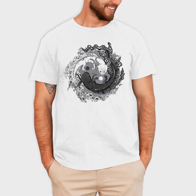 Axolotl Yin Yang Balance, Tricou Barbati (Unisex)
