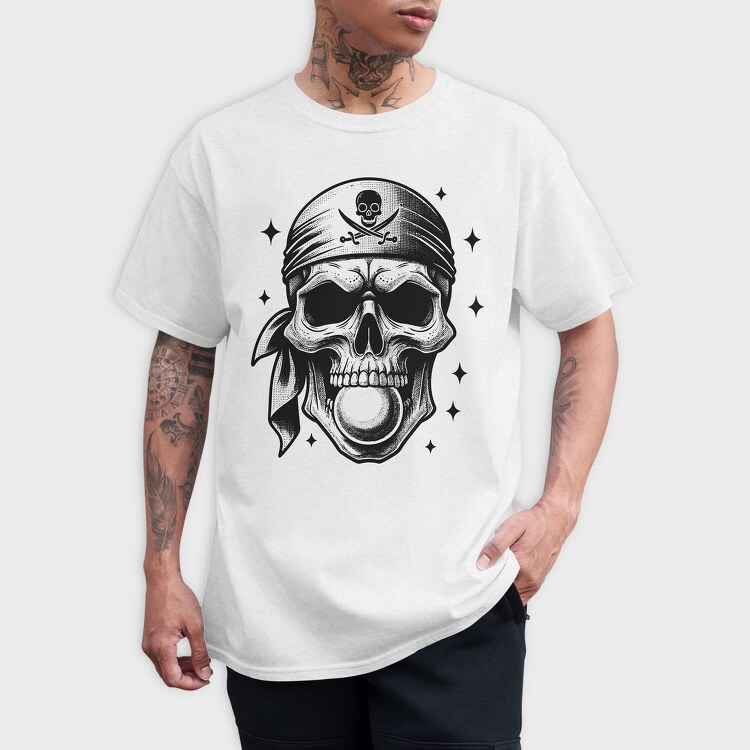 Pirate Skull Blowing Bubblegum, Tricou Barbati (Unisex)