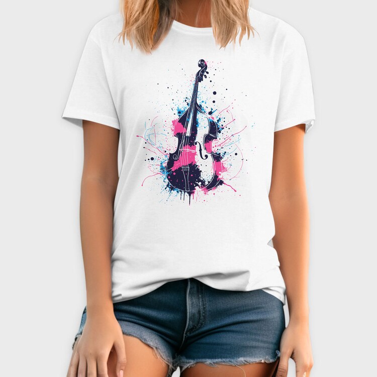 Double Bass Paint Splash, Tricou Barbati (Unisex)