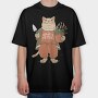 Cat With Plant Pottery, Tricou Oversize Barbati (Unisex)