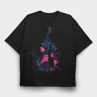 Double Bass Paint Splash, Tricou Oversize Barbati (Unisex)