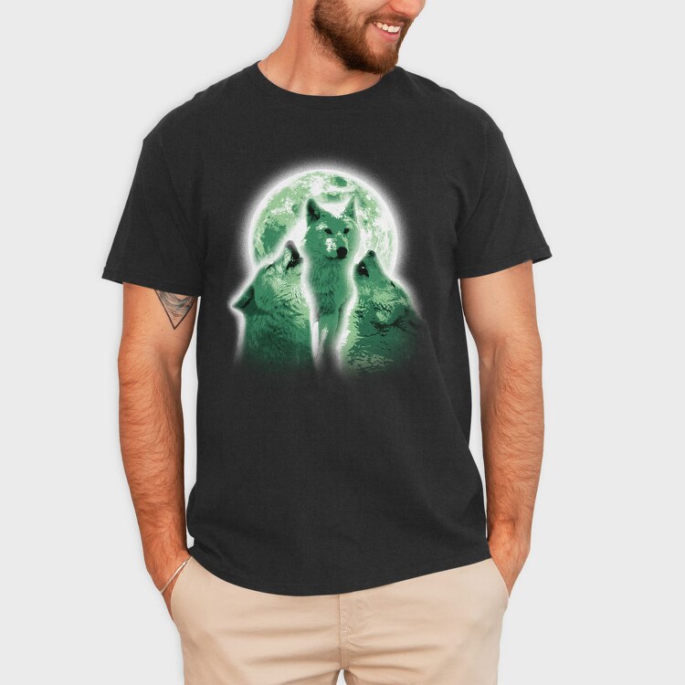 Wolves Howling At The Moon Wolf And, Tricou Barbati (Unisex)