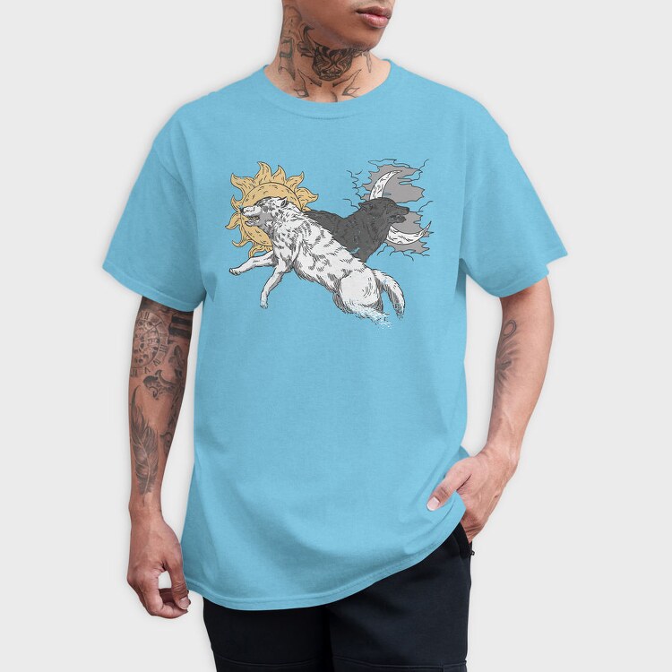 Wolves With Moon And Sun Run, Tricou Barbati (Unisex)