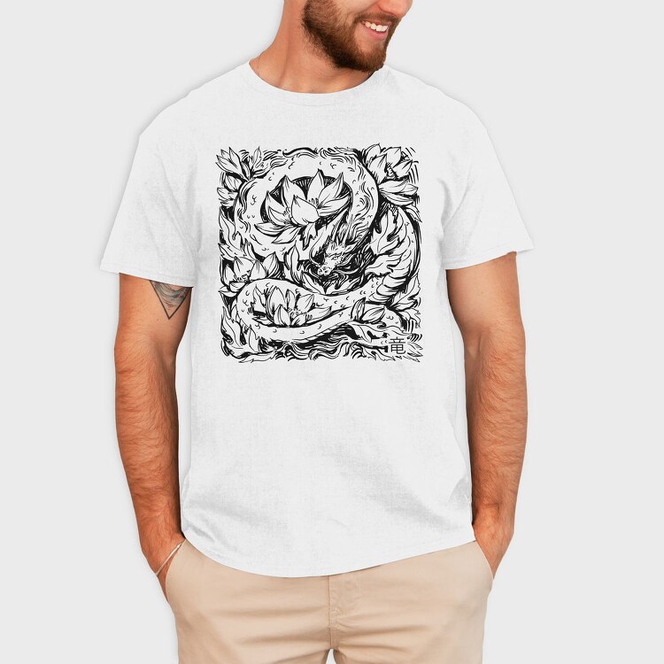 Dragon And Flowers Tote, Tricou Barbati (Unisex)