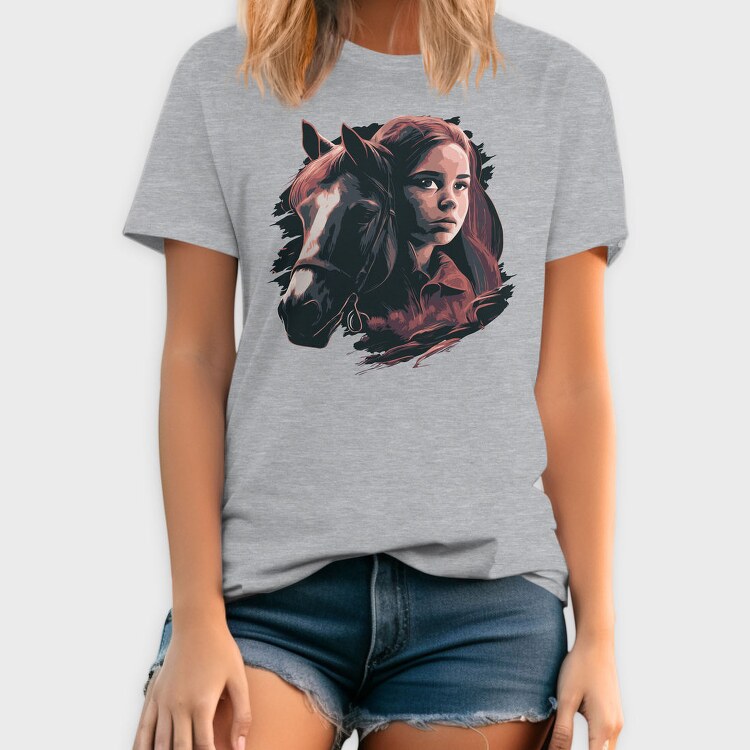 Woman And Horse Animal Girl, Tricou Barbati (Unisex)