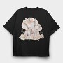 Baby Elephants With Flowers Two, Tricou Oversize Barbati (Unisex)