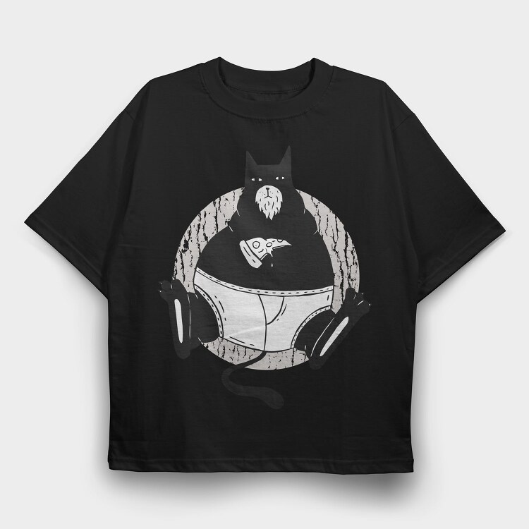 Pizza Cat Cathers Day, Tricou Oversize Barbati (Unisex)