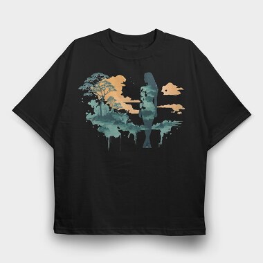 Woman And Nature Watercolor, Tricou Oversize Barbati (Unisex)
