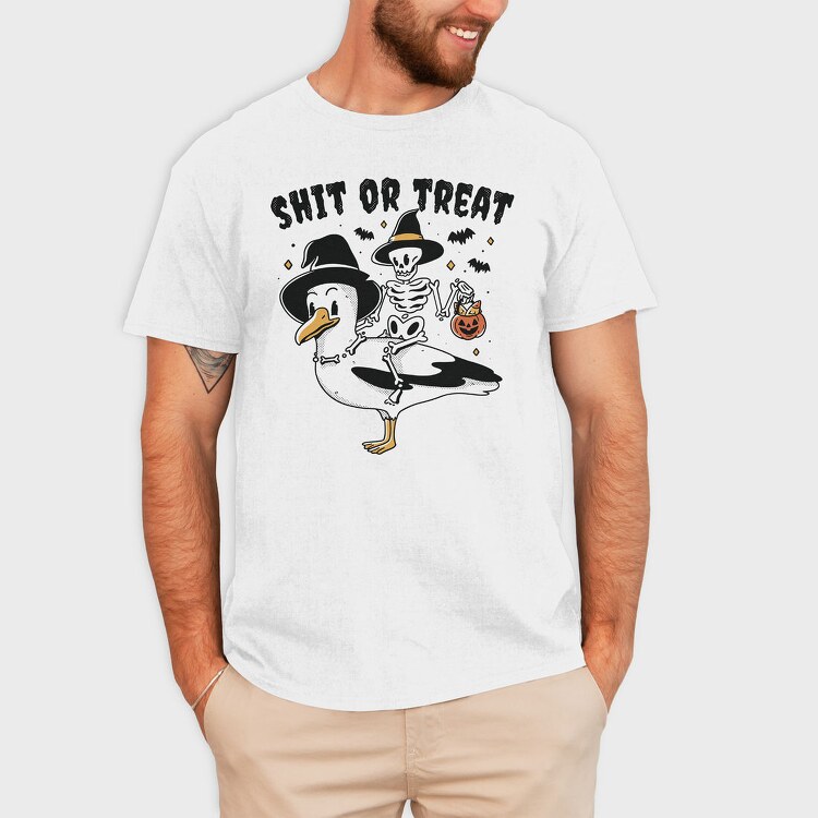 Halloween Seagull Shit Or Treat, Tricou Barbati (Unisex)