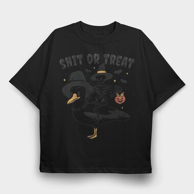 Halloween Seagull Shit Or Treat, Tricou Oversize Barbati (Unisex)