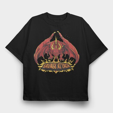 Dragon Creature With Fire Savage Attack, Tricou Oversize Barbati (Unisex)