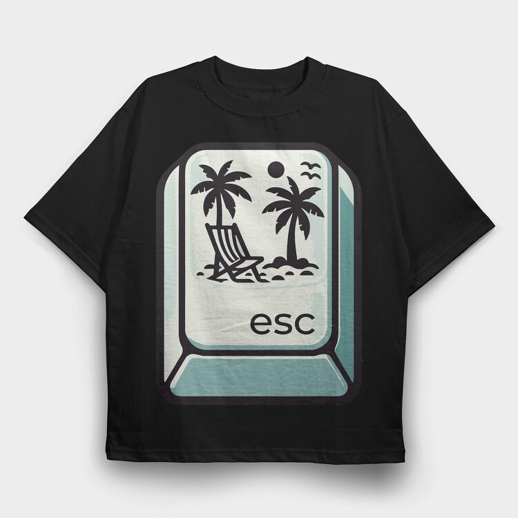 Beach Escape Key Esc, Tricou Oversize Barbati (Unisex)