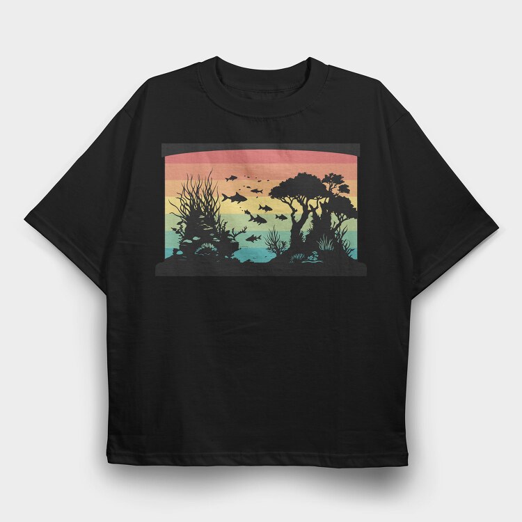 Silhouetted Aquarium, Tricou Oversize Barbati (Unisex)