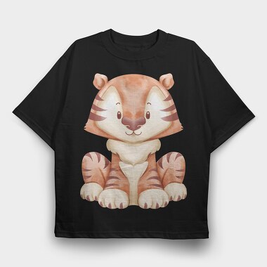 Baby Tiger Watercolor, Tricou Oversize Barbati (Unisex)