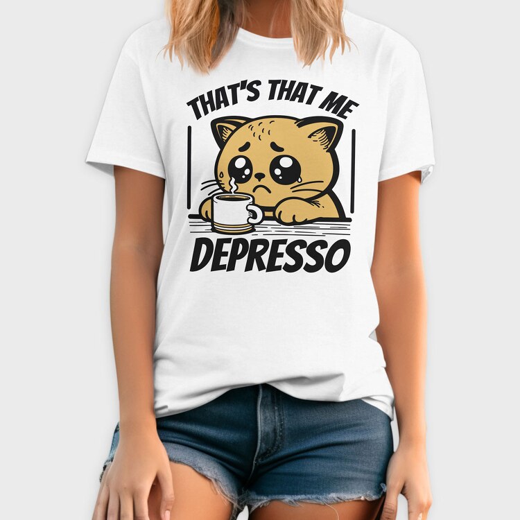 Depresso Cat, Tricou Barbati (Unisex)