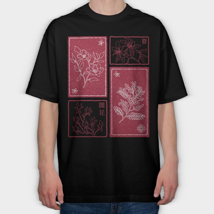Simple Sakura Flowers 06, Tricou Oversize Barbati (Unisex)