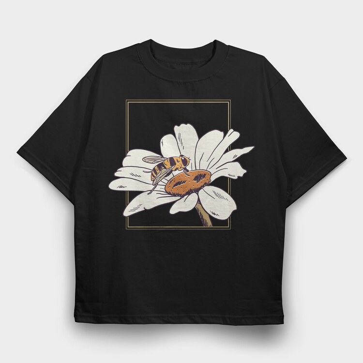 Bee Flower, Tricou Oversize Barbati (Unisex)