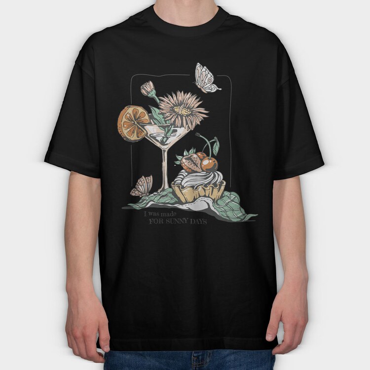 Drink And Flowers Spring Sunny Days, Tricou Oversize Barbati (Unisex)