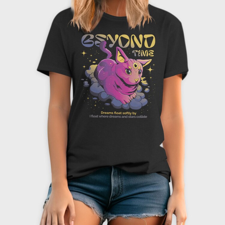 Beyond Time Cat Psychedelic, Tricou Barbati (Unisex)