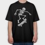 Skateboarding Skeleton On Skateboard, Tricou Oversize Barbati (Unisex)