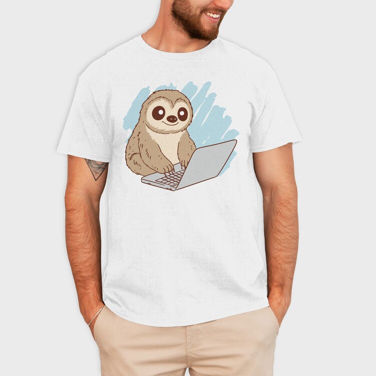 Sloth Using Computer, Tricou Barbati (Unisex)