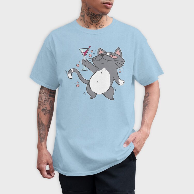 Drunk Cat With Drink, Tricou Barbati (Unisex)