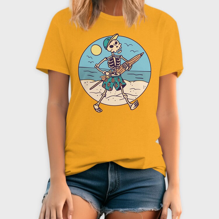 Skeleton At The Beach Sunshade, Tricou Barbati (Unisex)
