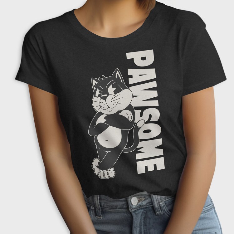 Cartoon Cat Pawsome, Tricou Femei