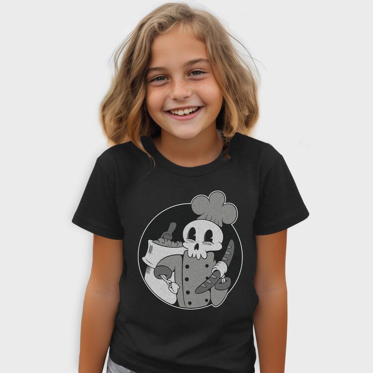 Skeleton Baker Retro Chef Cartoon, Tricou Copii