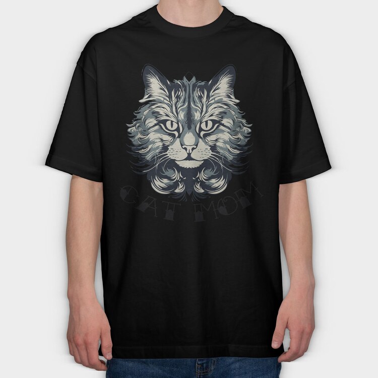 Detailed Cat Mom, Tricou Oversize Barbati (Unisex)