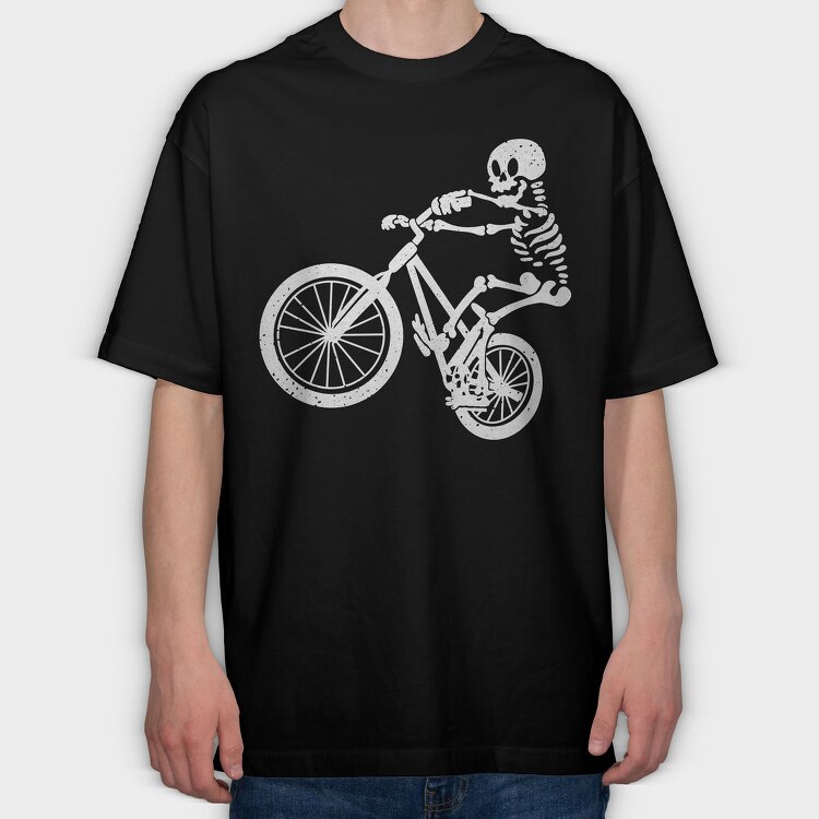 Skeleton Biker Skull Bike Silhouette, Tricou Oversize Barbati (Unisex)