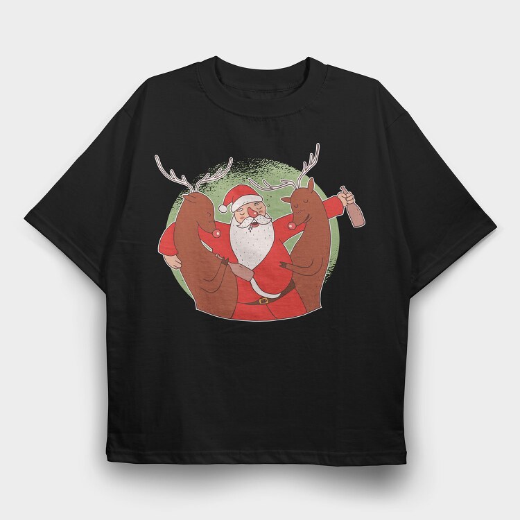 Drunk Santa, Tricou Oversize Barbati (Unisex)