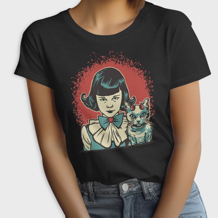 Diabolic Girl And Cat, Tricou Femei