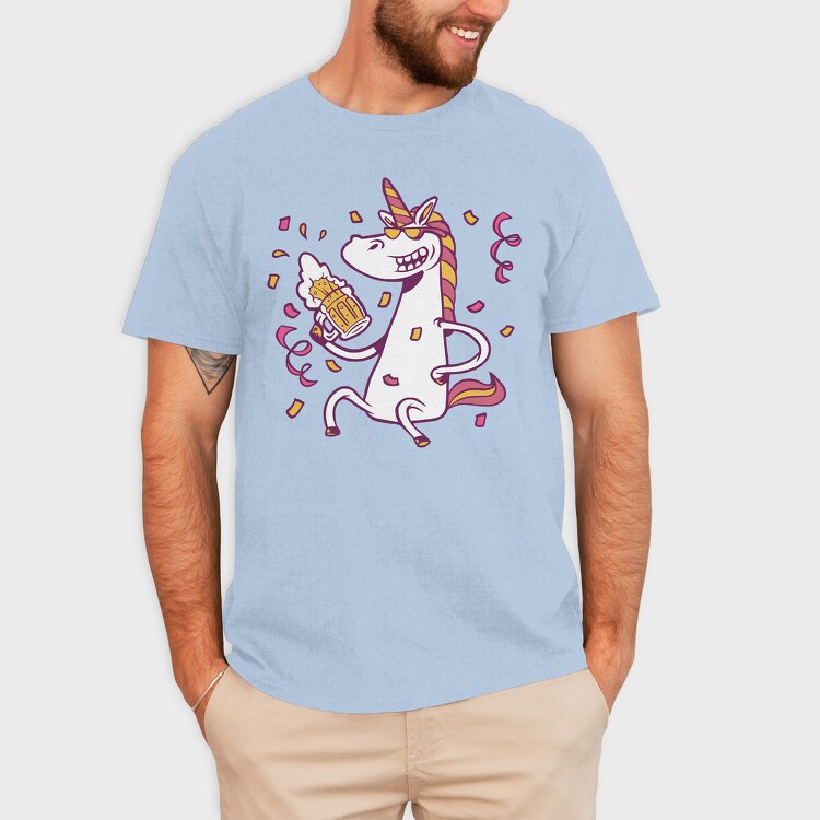 Drunk Unicorn With Beer Bachelor, Tricou Barbati (Unisex)
