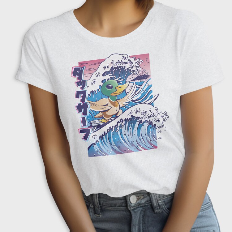Duck Surfing Surf Vaporwave, Tricou Femei