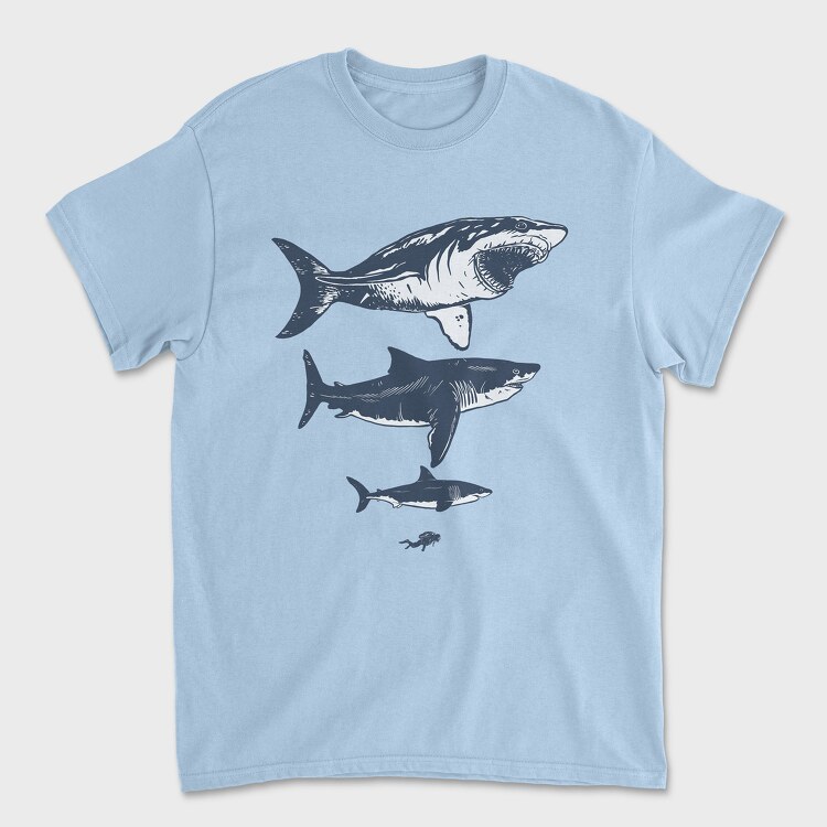 Tricou Barbati (Unisex), Megalodon Sizes