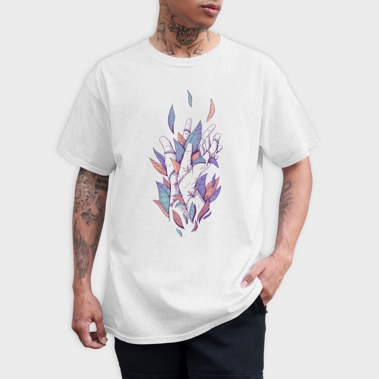 Hands With Color Leaves Plants, Tricou Barbati (Unisex)
