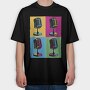 Pop Art Microphones Music, Tricou Oversize Barbati (Unisex)