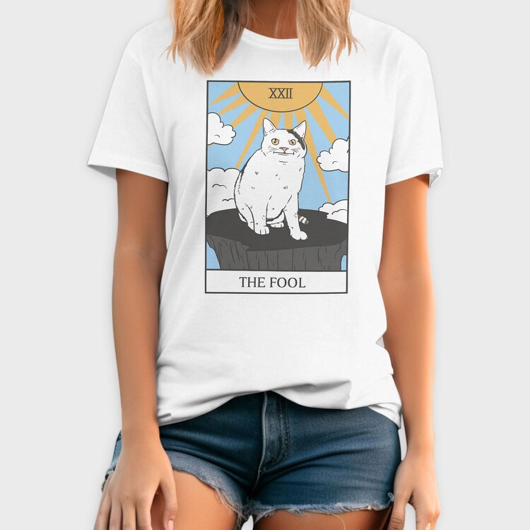 Meme Cat Tarot Card, Tricou Barbati (Unisex)