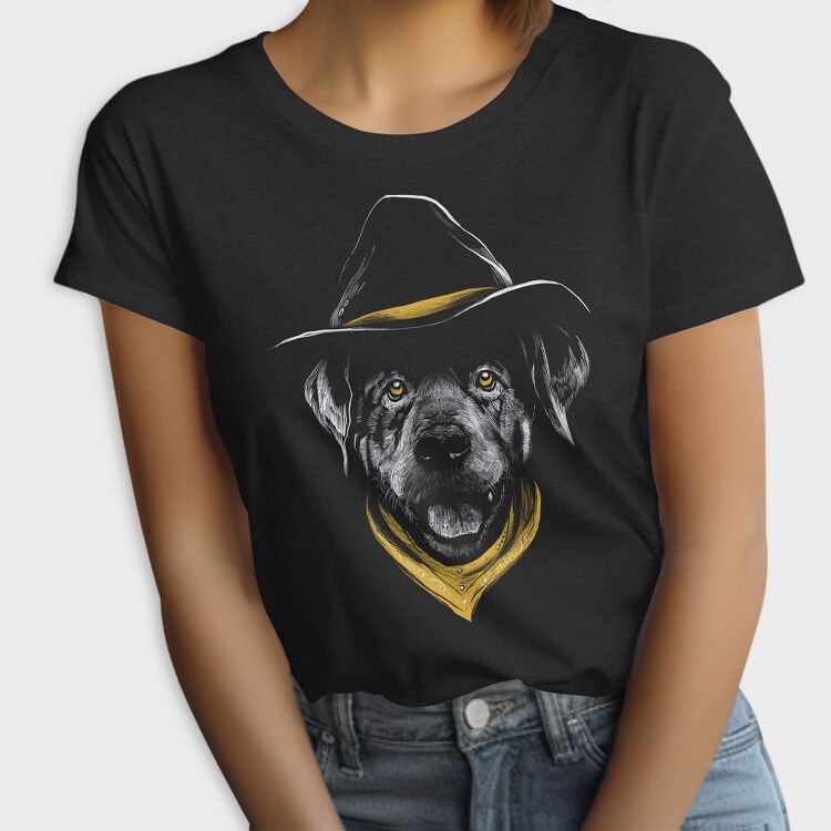 Dog Cowboy Realistic Color, Tricou Femei