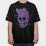Distorted Punk Sull Cyan Magenta Skull, Tricou Oversize Barbati (Unisex)