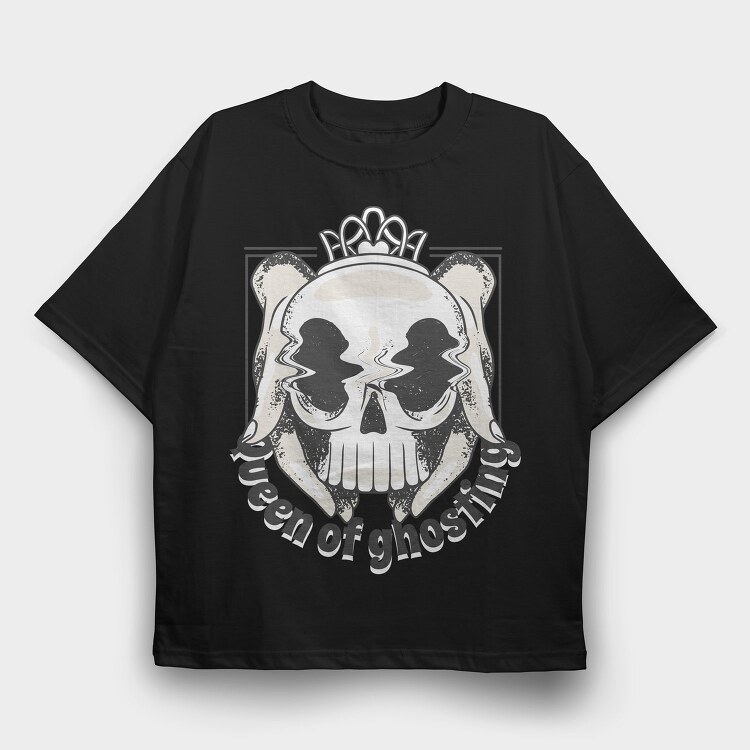 Hands With Skull Queen Of Ghosting Anti Valentines, Tricou Oversize Barbati (Unisex)