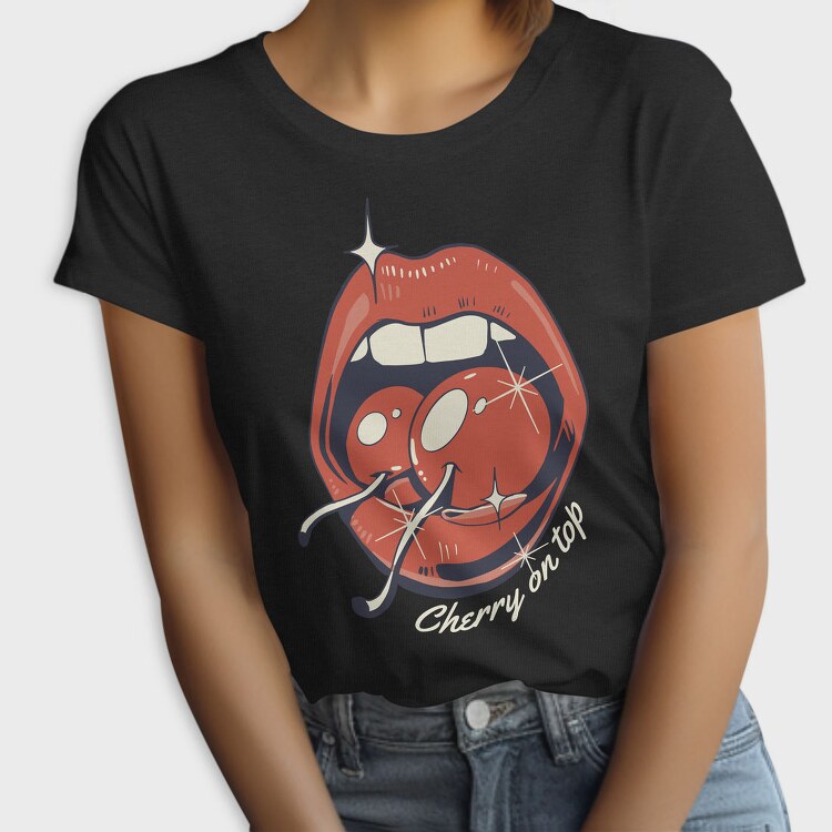 Cherry On Top Lips Kitsch, Tricou Femei