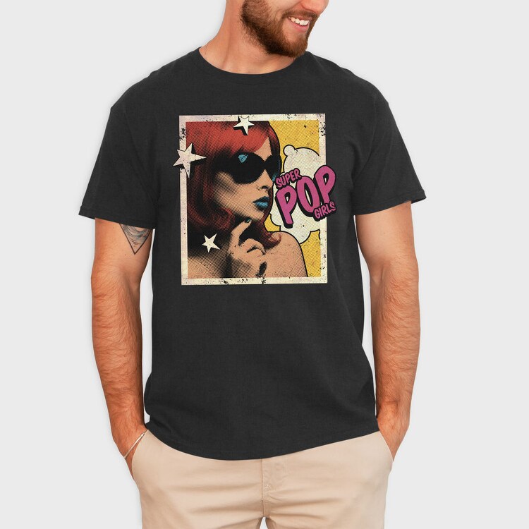 Pop Art Woman With Sunglasses Tote Super Pop, Tricou Barbati (Unisex)