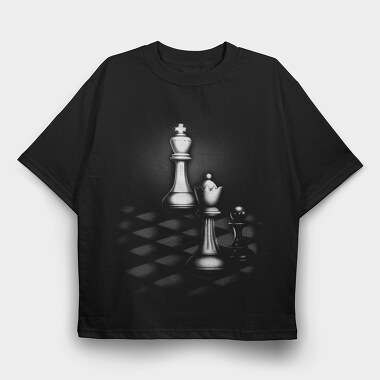 Chess Pieces In The Shadows, Tricou Oversize Barbati (Unisex)