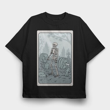 Skeleton Gym Deadlifting Humor, Tricou Oversize Barbati (Unisex)