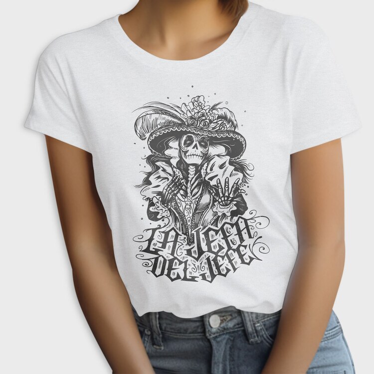 Skeleton Mexican Character Hand Drawn Jefa, Tricou Femei