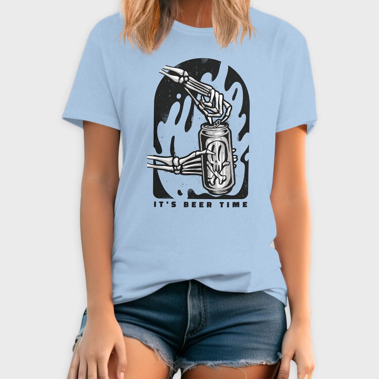 Skeleton Opening Beer Can It S Beer Time, Tricou Barbati (Unisex)